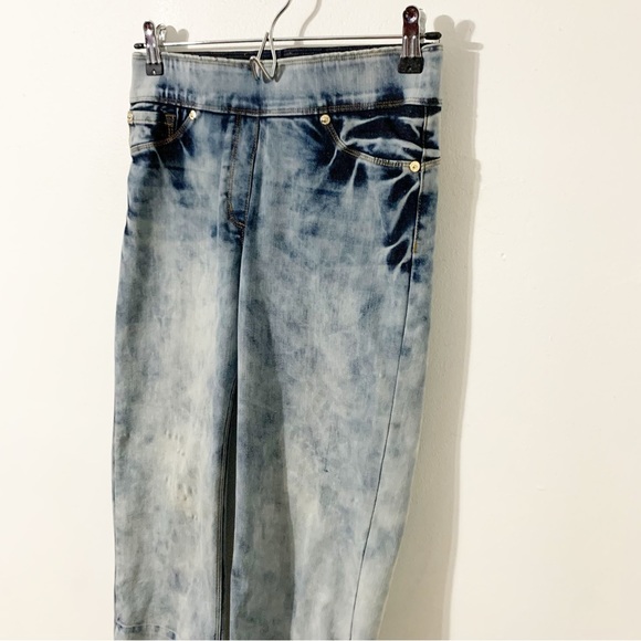 Peter Nygrad Luxe Denim Stretch Crop Court Denim Jeans Raw Hem Distressed Wash - Picture 3 of 14